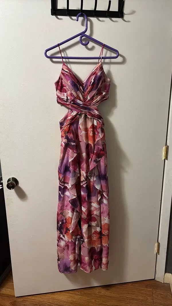 XSCape long printed chiffon cutout dress - Image 3