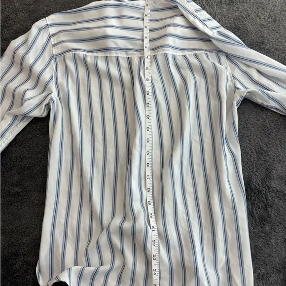 Abercrombie & Fitch Blue White Striped‎ Tie Cuff Button Down Shirt Womens Medium - Image 6