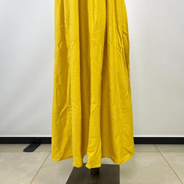 NWOT Farm Rio Linen Blend Yellow Sleeveless Maxi Dress Size XS - Image 8