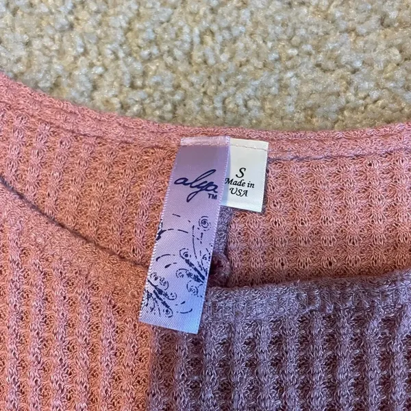 Pink‎ waffle knit long sleeve Pink - Image 2