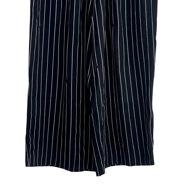 Zara Striped Wide Leg Crop Paperbag Trousers Elastic Waist Pockets S Black White - Image 4