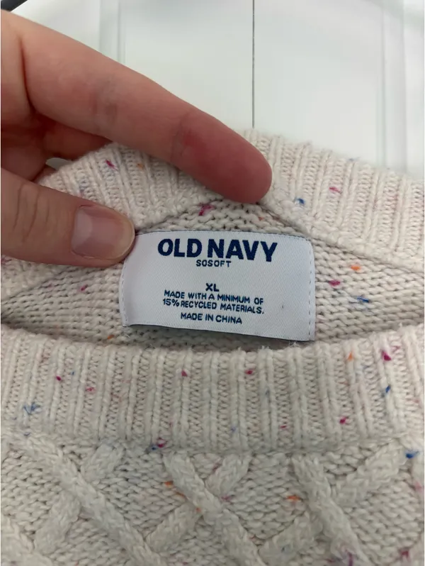 Old Navy White Cable Knit Sweater - Image 2
