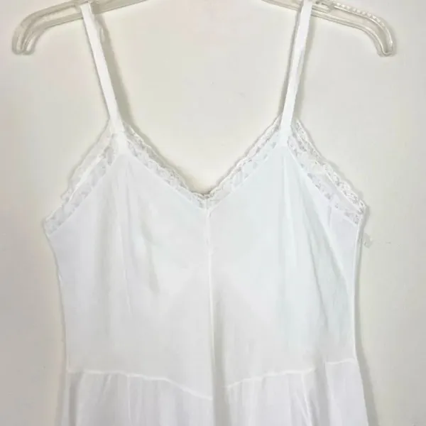 Vintage Image Artemis White Floral Lace Neckline Detail Slip Dress Size 38B Tall - Image 4
