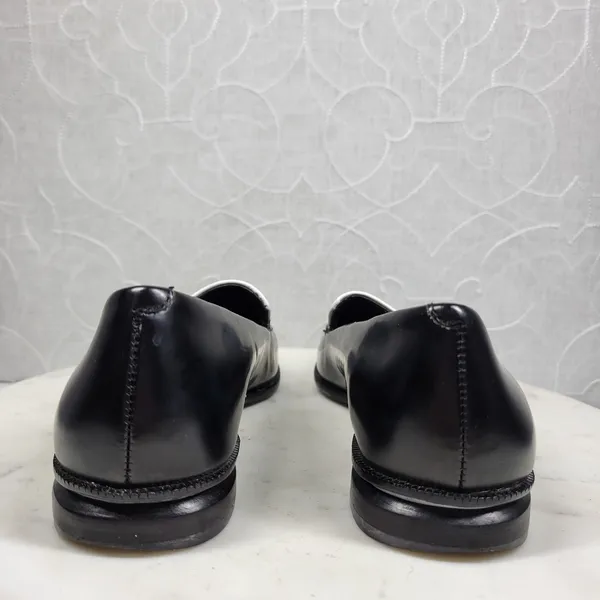 VTG Kenneth Cole Hudson Loafers 7 Black White Two Tone Leather Slip On Flats - Image 6