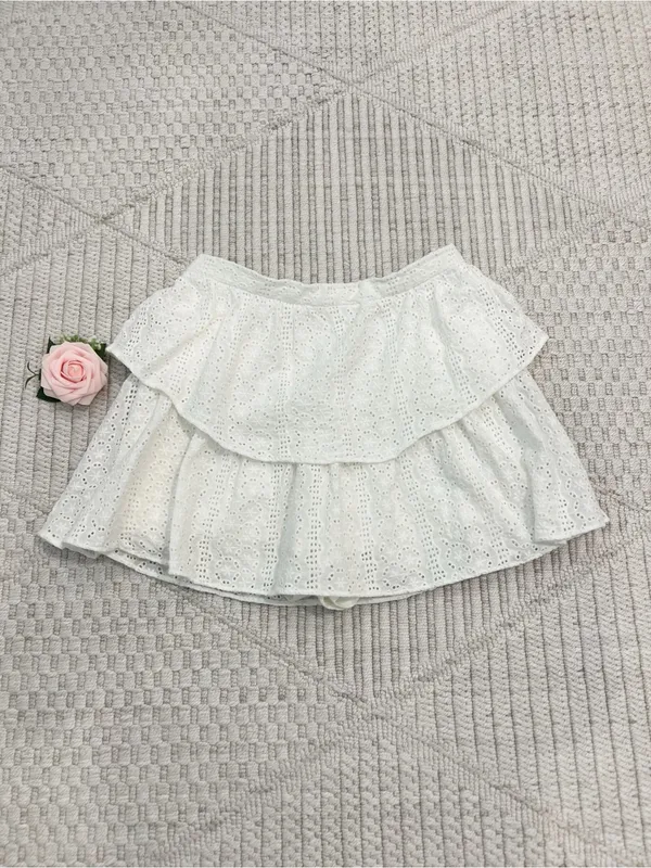 Amanda Uprichard White Cotton Eyelet layered Tiered Woman’s Mini Skort Size S - Image 2