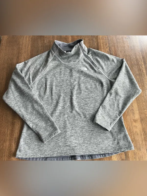 North Face Canyonlands Pullover Fleece Gray Cowl Neck with Zipper - XL - Image 2