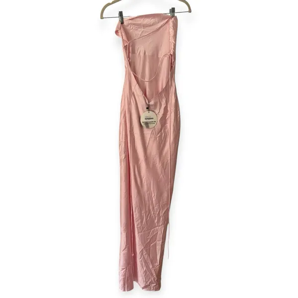NWD Babyboo Misha Maxi Dress Blush Pink Satin Size Small - Image 4