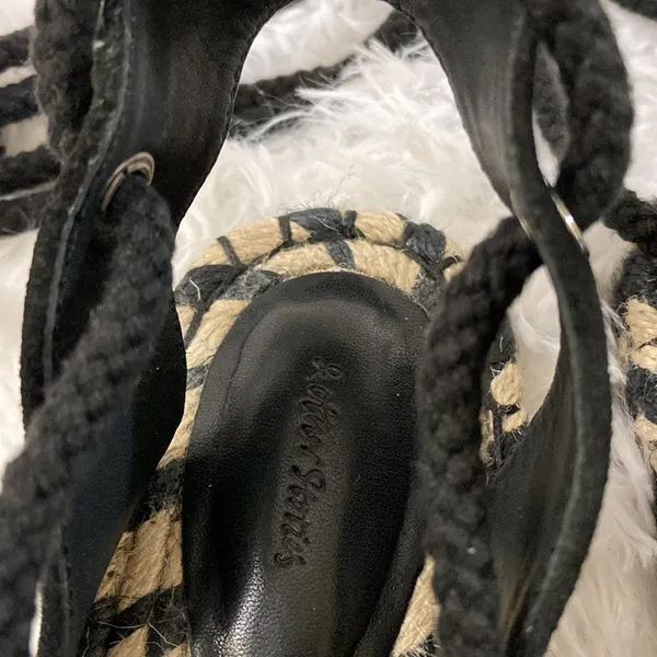 & Other Stories Women Flat Black Lace Up Espadrille Sandals . Size-7 - Image 9