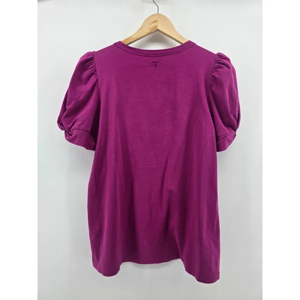 tyler böe T-Shirt Womens M Puff Sleeve Magenta Scoop Neck EUC - Image 3
