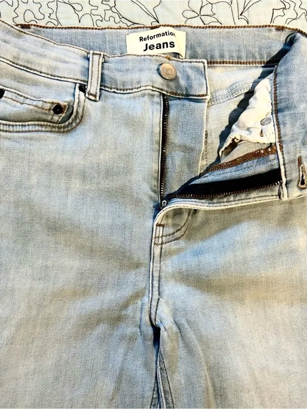 Reformation High & Skinny Crop Jeans St. Lucia Light Wash High Rise Sz 25💛 - Image 6