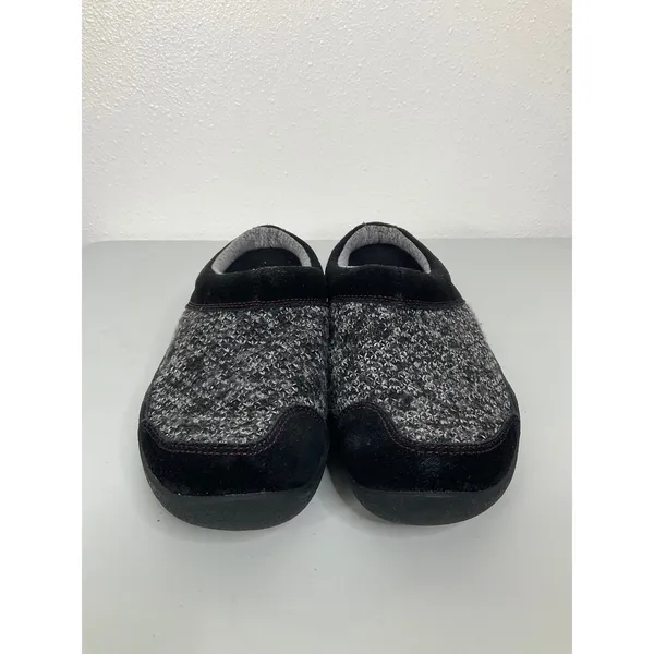 Kuru Draft Womens‎ 10 Black Grey Knit Suede Orthopedic Slipper Mules 200106100 - Image 2
