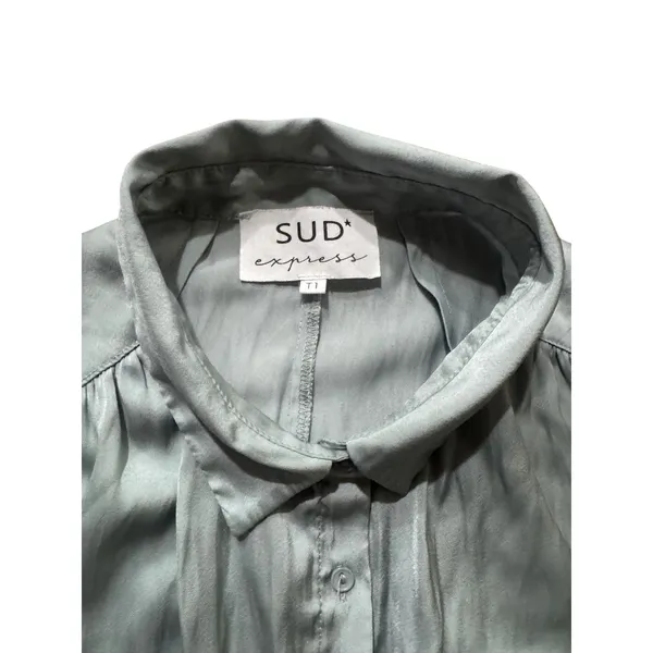 SUD express Button Down Shirt Top Womens Size T1‎ Light Green Relaxed Fit - Image 3