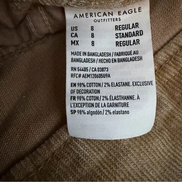 American Eagle Y2K Super Low Rise Corduroy Mini Skirt Womens 8 NWT Tan Stretch - Image 9