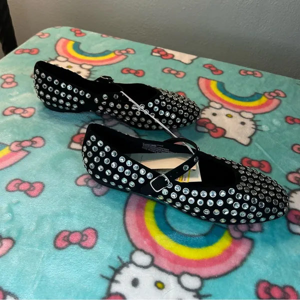Issa Rhinestone Mary Jane Ballet Flats - A‎ New Day Black size 7 mcbling - Image 7