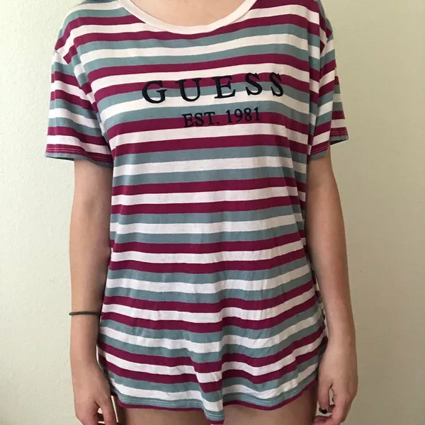 guess logo graphic tee multicolored striped t-shirt - Image 3