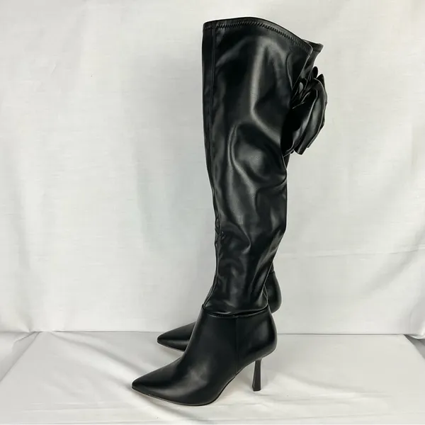 Gianni Bini Delilah Black Boots Sz 6 Bow Back Stretch Over-the-Knee New - Image 4