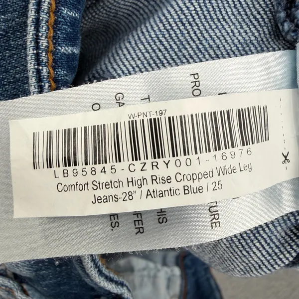 Quince Comfort Stretch High Rise Cropped Wide Leg Denim Jeans Atlantic Blue 25 - Image 7