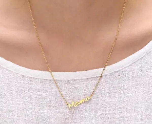 18k Gold Plated Fashion Stainless Steel Mama Pendant Necklace - Image 3