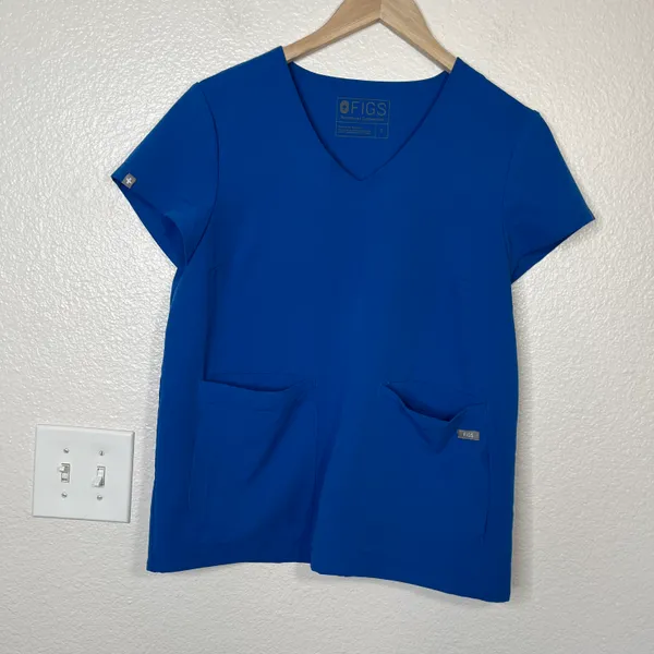 FIGS Womens Technical Collection V-Neck Blue Scrub Top S - Image 2