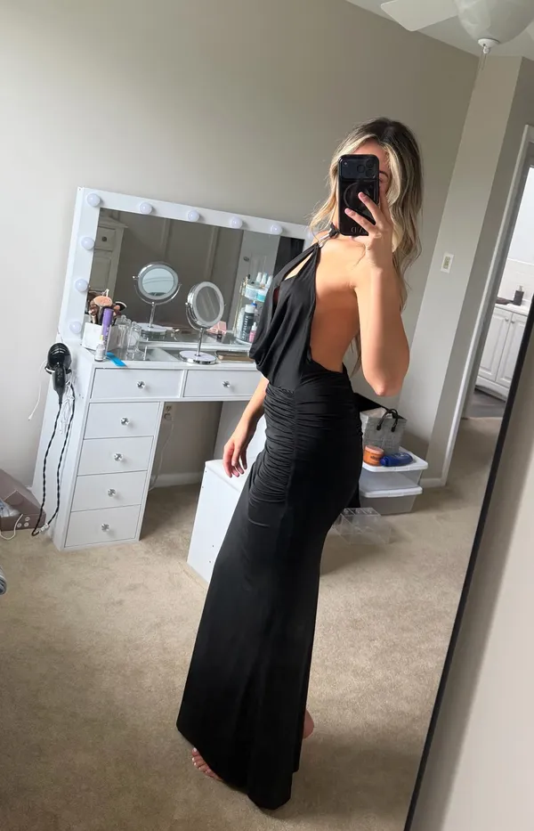 Peppermayo black lowcut dress with silver hardware - Image 6