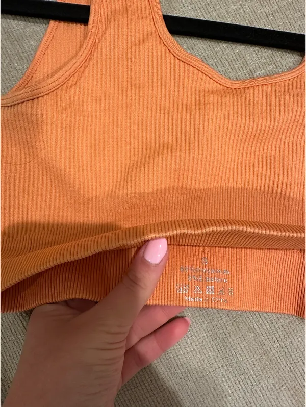 Orange Ribbed Seamless Crop Top - Image 2