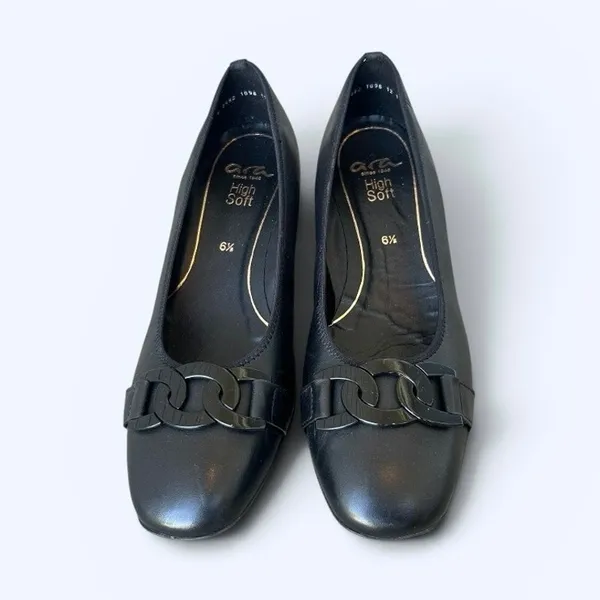 Ara Gallant High Soft Black Leather Pumps Low Heel Comfort Shoes Women’s 6.5 - Image 11
