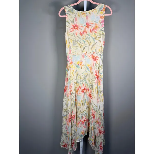 Sundance Size 6 Botanical‎ Floral Maxi Dress Handkerchief Hem Boho Resort - Image 7