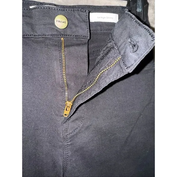 Frame Le High Skinny Black Denim Jeans Cotton Blend Non Ripped size 24 #765 - Image 4