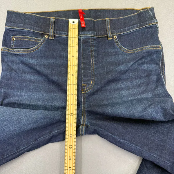 Spanx Womens Flare Jeans Dark Wash Blue Pull On Stretch Denim Size‎ Large L/G - Image 5