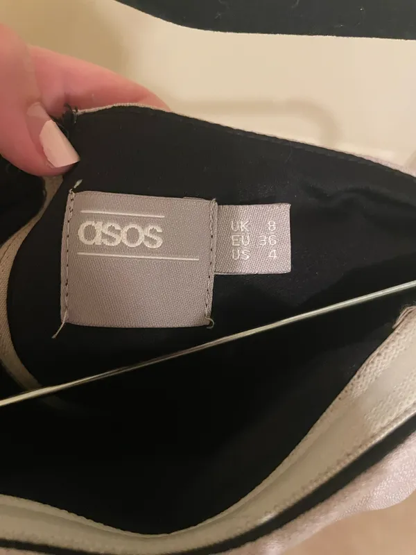 ASOS Tan and Black Strapless Dress - Image 3