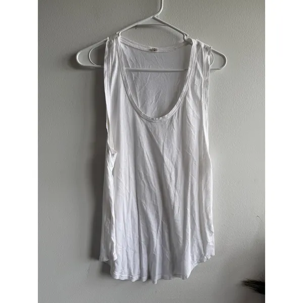 Lululemon White Muscle Tank Top Scoop Neck Relaxed Fit Size 8 - Image 2