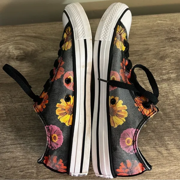 Converse All Star Lace Up Sneakers Shoes Floral Canvas Polka Dots Women’s Sz 10 - Image 7