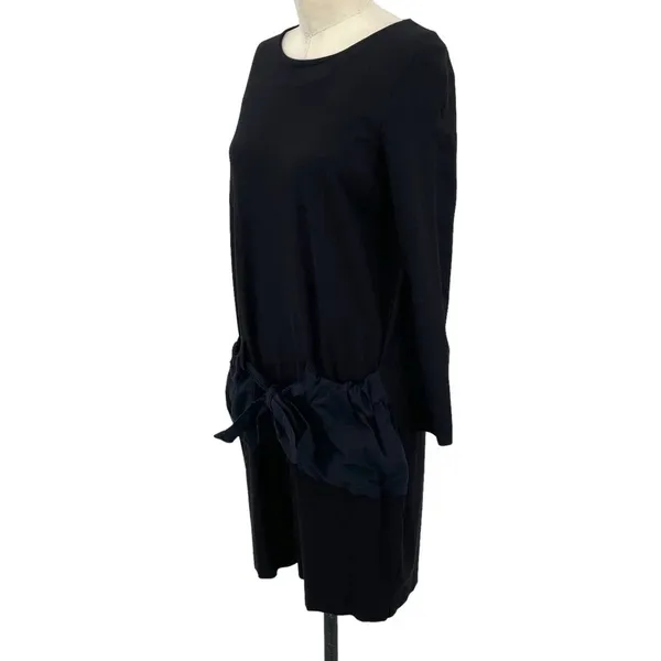 COS Black Tie Front Long Sleeve Paperbag‎ Skirt Dress Size Small - Image 4