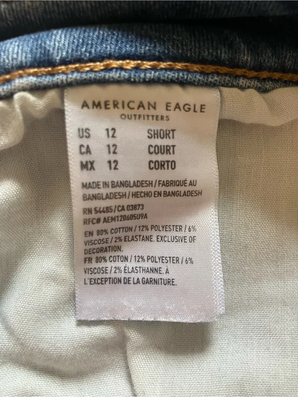 American Eagle Outfitters Women's Skinny Jeans - Medium Blue Wash size 12 SHORT - Image 3