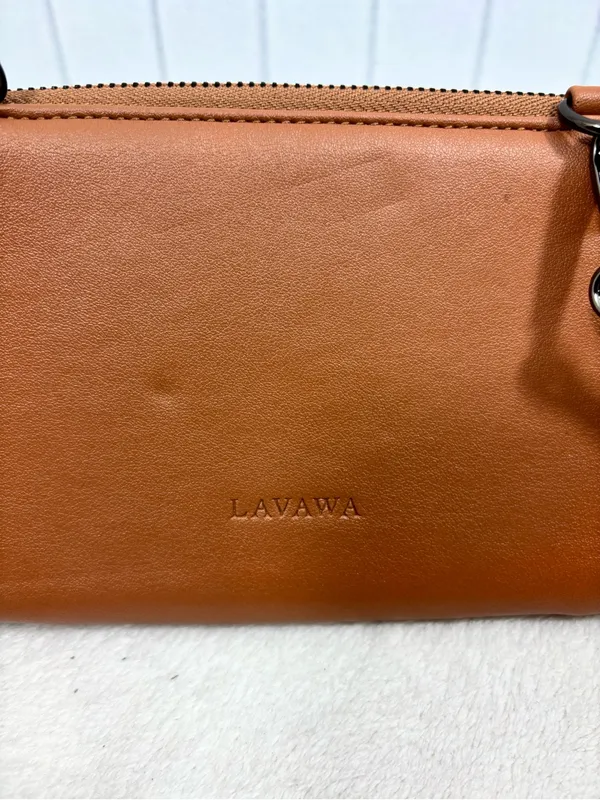 LAVAWA Tooled Brown Leather Crossbody Wallet with Turquoise Accent - Image 8