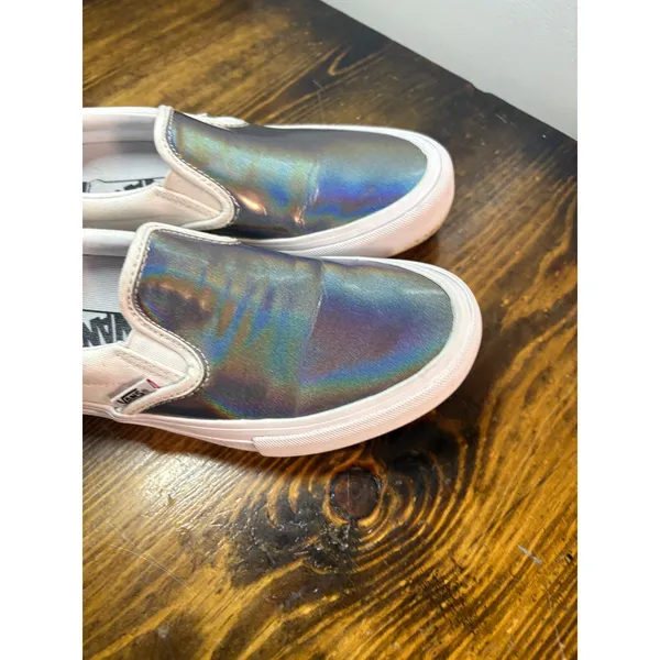Vans Silver Iradescent Slip‎ On Sneakers Size M5/W6.5 - Image 3