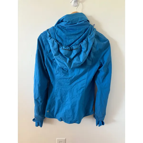 Lululemon Athletica Blue Hooded Windbreaker Jacket Thumbholes Running Sz 6 - Image 2