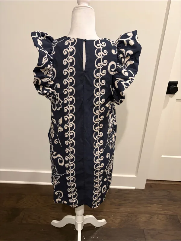 TCEC Navy Flutter Sleeve Dress Sz M - Image 4