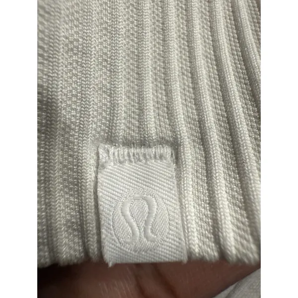 Lululemon‎ Rest Less Pullover Top Womens 8 White Ribbed Thumbholes - Image 5