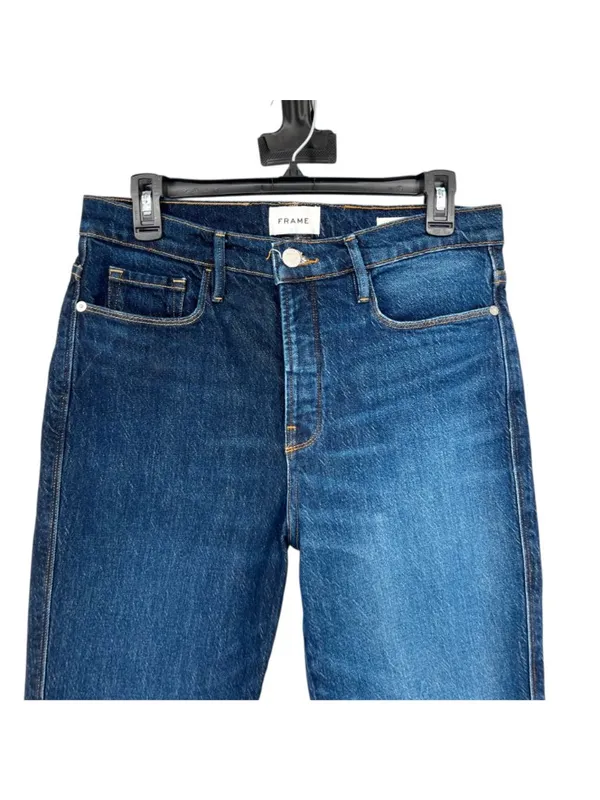 Frame Le Sylvie Slender Straight Jeans Two-Tone Denim Cropped Size 29 - Image 3