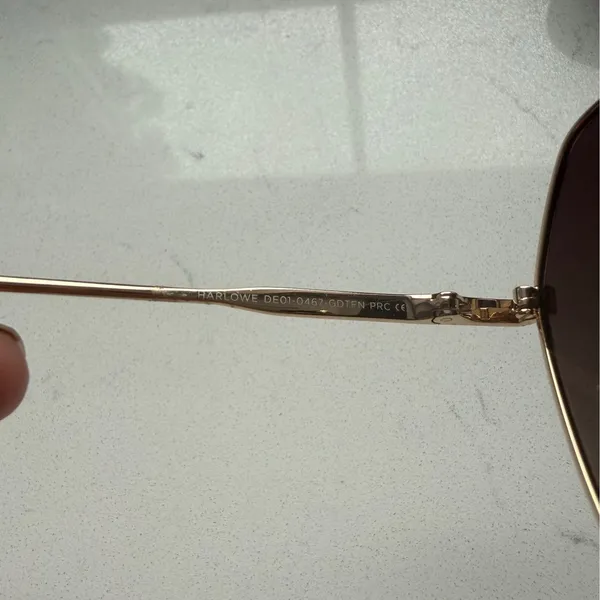 DIFF Harlowe Gold Taupe Flash Geometric Sunglasses New With Case - Image 10