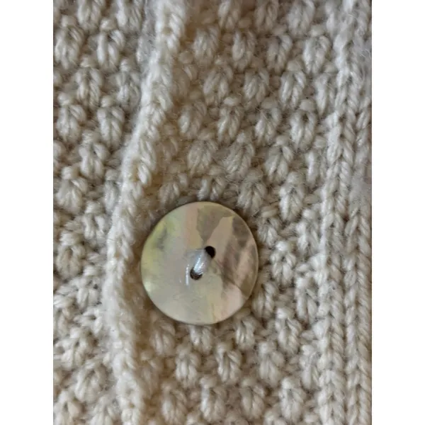 Carraig Donn Cardigan Sweater Cream Merino Wool Aran Knit Irish Fisherman - Image 6