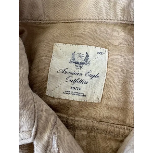 American Eagle Outfitters Utility‎ Jacket XS Button Up Tan Lightweight - Image 5
