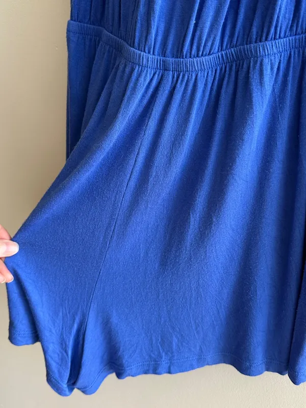 maitai Stretchy Off the Shoulder Ruffle Romper, Casual Summer,Royal Blue, Medium - Image 12