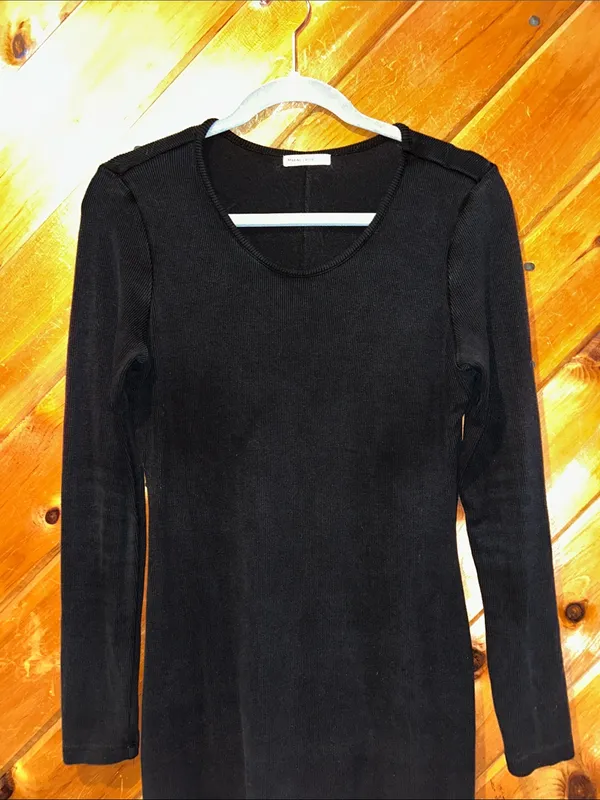 Marine Layer Lexi Rib Long Sleeve Midi Black Dress - Image 8