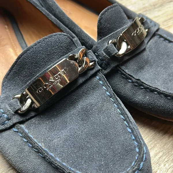Coach Blue Suede Loafers Size 7.5 B - Image 3