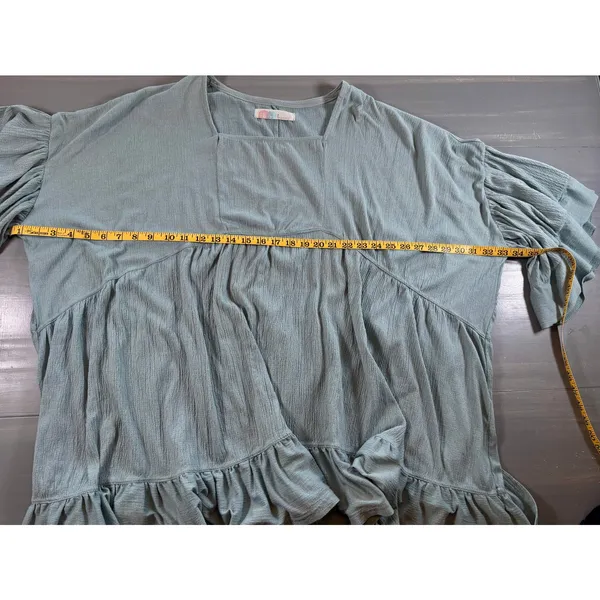 Free People Beach Mini Dress Bell Sleeve Ruffle Boho Cotton Womens Small - Image 6