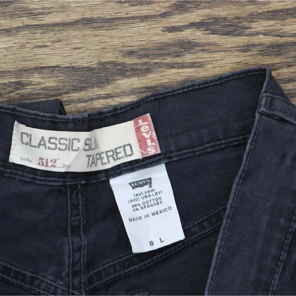 Levi's Womens Y2K Vintage 512 Classic Slim Taper Jeans Black Multi 8 Long - Image 6