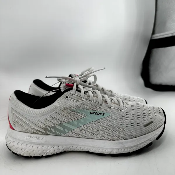 Brooks Ghost 13 Road-Running Sneakers Road Dna Loft BioMoGo White Aqua Pink 9.5 - Image 2