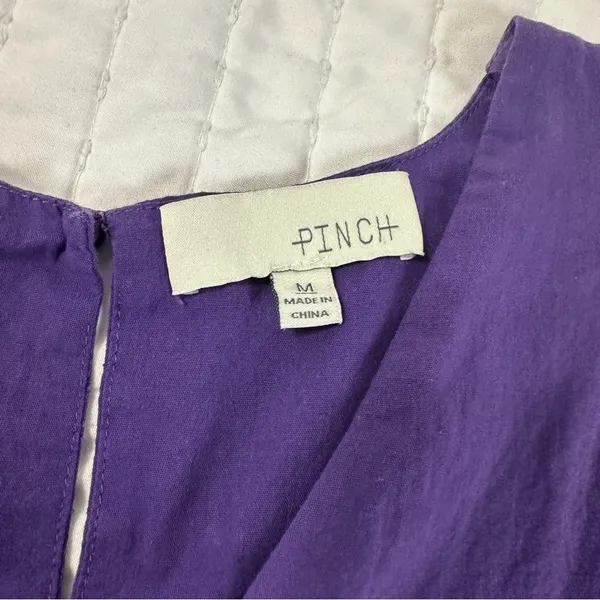 Pinch 100% Cotton Purple V-Neck Mini Dress With Pockets - Image 10